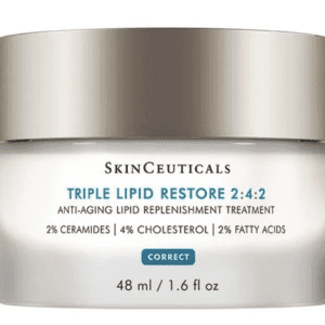 SkinCeuticals Triple Lipid Restore 2:4:2 anti-aging cream jar with silver lid.