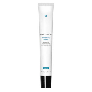 White tube of skincare product with blue and black text on a white background.