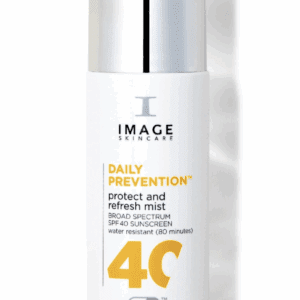 Sunscreen mist bottle with SPF 40 label.