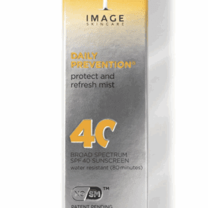 Sunscreen mist packaging with SPF 40.